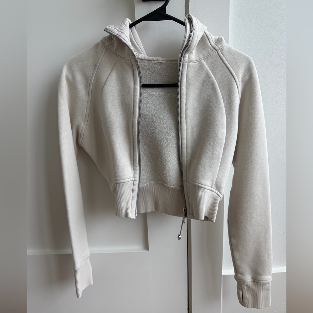 lululemon athletica Cream Zip-Up Hooded Sweatshirt